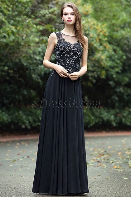 Black Sweetheart Evening Dress with Lace and Beads