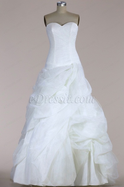 Trägerlos A Linie Tüll Brautkleid
