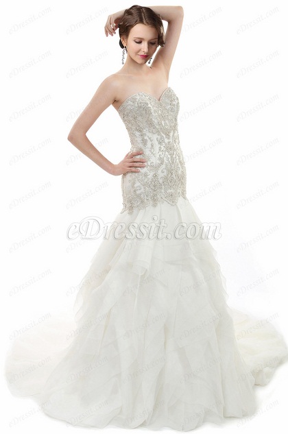 Sweetheart Tulle Mermaid Wedding Dress