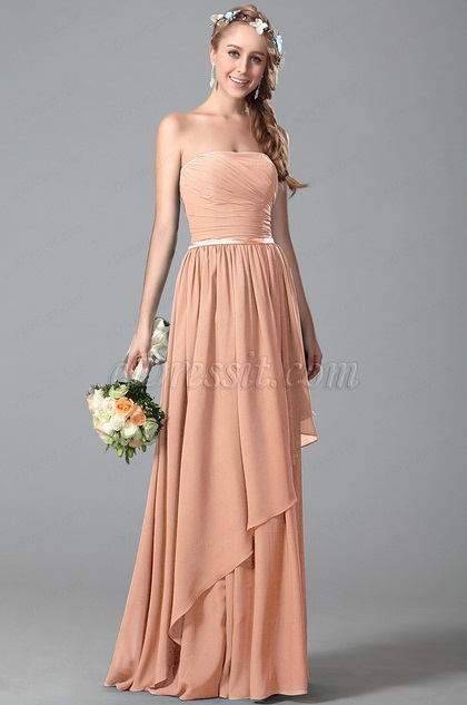 Strapless Evening Dress With Asymmetric Hem