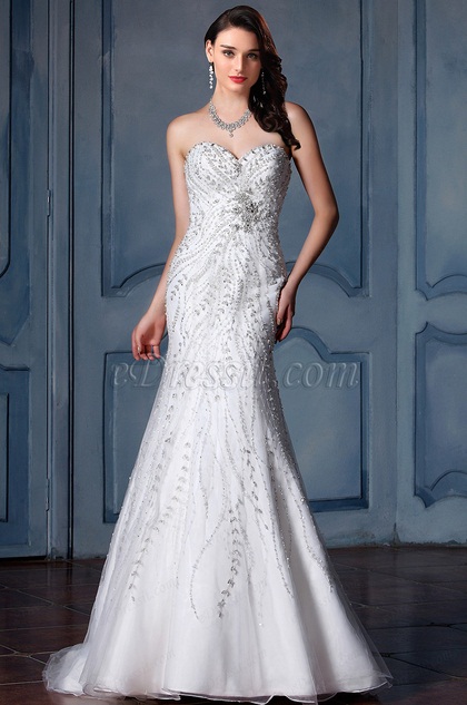 Robe de Mariée Perlés Sans Bretelle