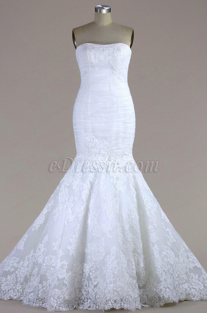 Strapless Lace Mermaid Wedding Dress