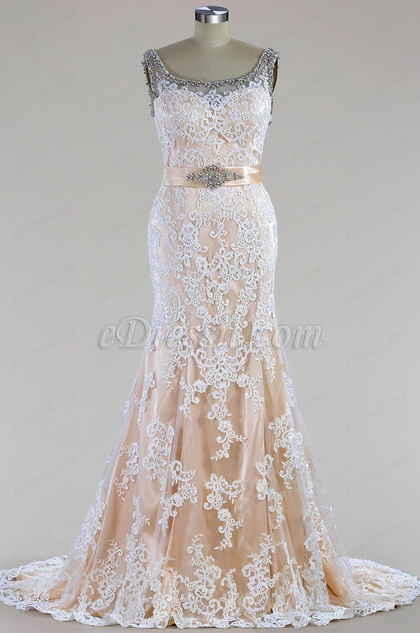 Robe de Mariée Sans Manche Dentelle Sans Manche