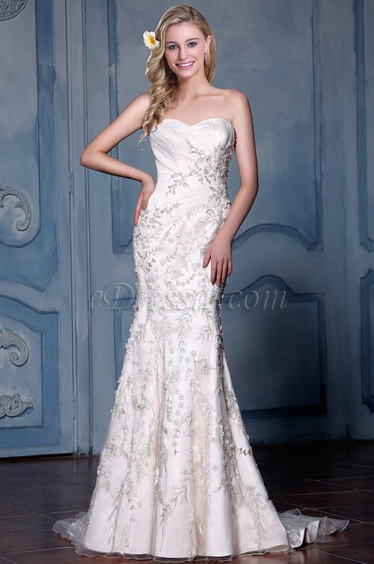 Sweetheart Lace Appliques Mermaid Bridal Gown