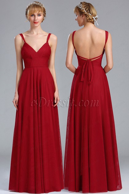 Burgundy Convertible Bridesmaid Evening Dress