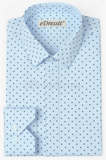 Custom Blue 100% Cotton Men Shirt