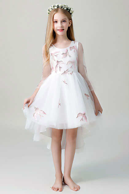 Round Neck Wedding Flower Girl Dress