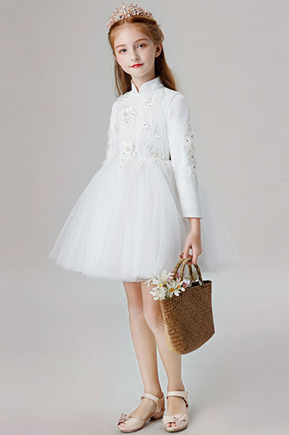 Lace Applique Flower Girl Dress
