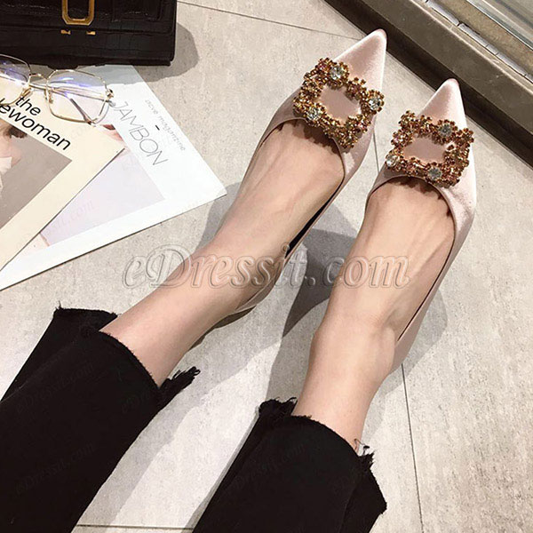 Shiny Beadings Toe Closed Rhinestone Shoes