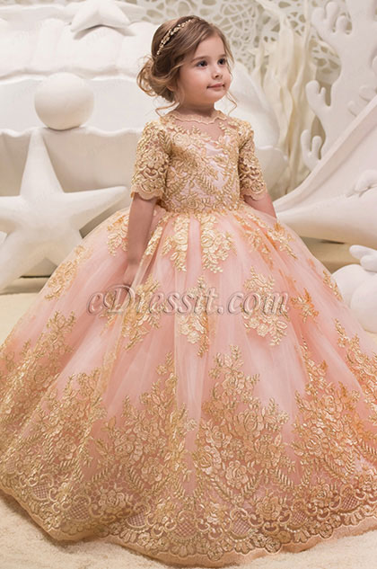 Longue Robe de Fille En Empire Rose