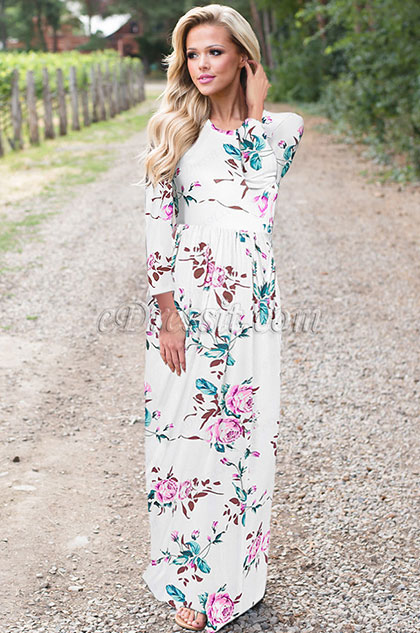 Comfortable Printed Long Holiday Dress