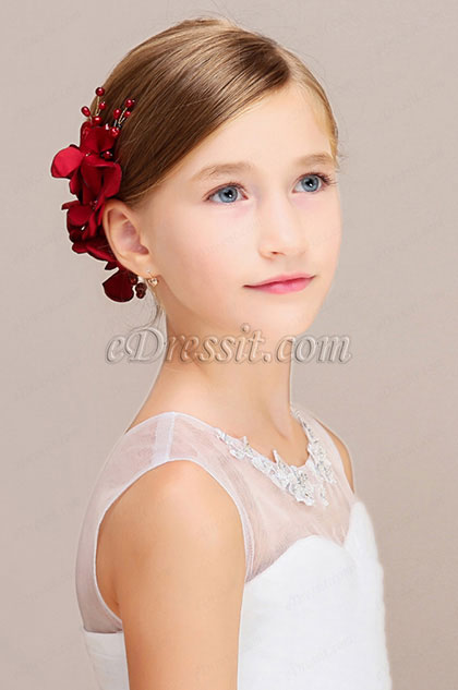 Artificial Flower Red Girl Comb Headwear