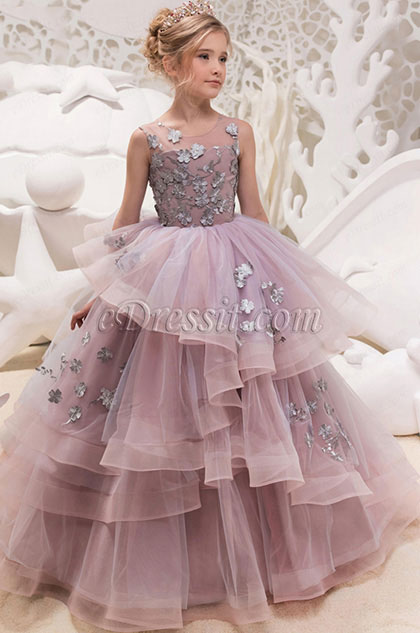 Robe de Fille Avec Fleurs à La Main