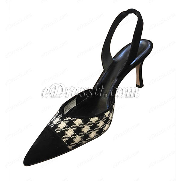 Women Plaid Pattern Toe Closed Flat Shoes