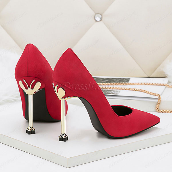 Women's Suede Sexy Kitten High Heel Pumps Shoes