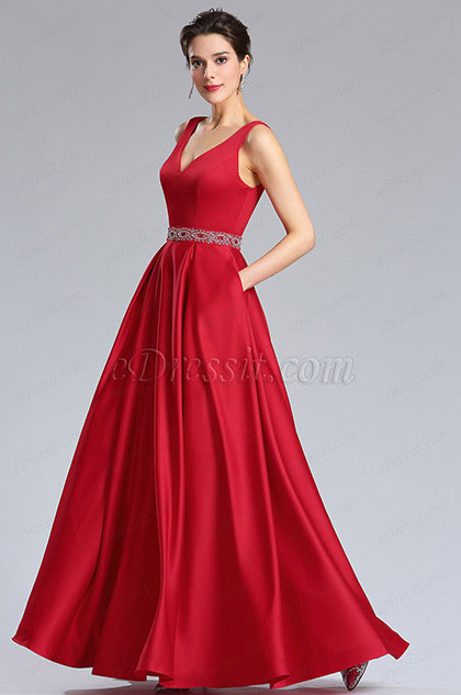 Perlen V-Ausschnitt Abschluss Ballkleid Brautkleid