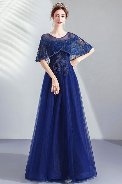 eDressit Blue Cape Embroidery Beaded Gown Party Dress (36213705)