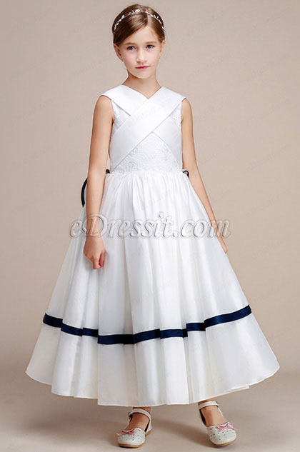 Robe de Filles Sans Manches Blanche