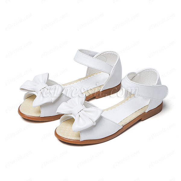 Girl's Open Toe Leather Flat Flower Sandals Shoes