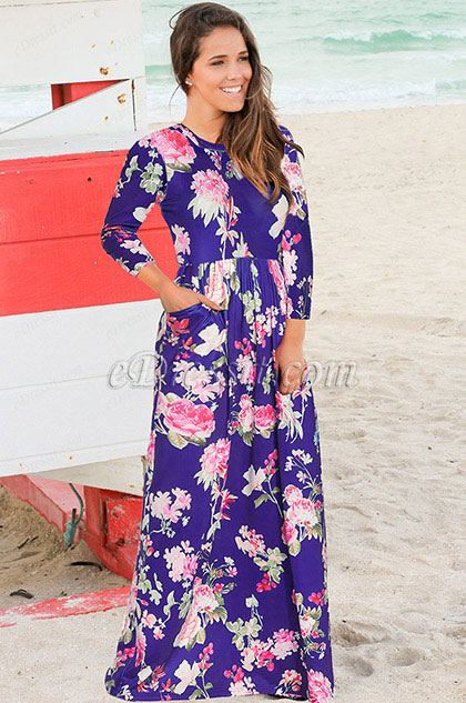 Women Long Printed Holiday Dress