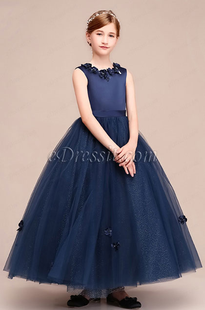Robe de Fille Longue Sans Manches Bleu