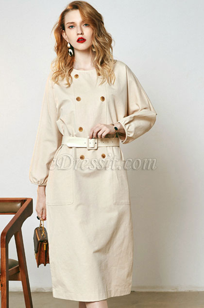 Chic Round Neck 3/4 Sleeves House Dress Day Dress