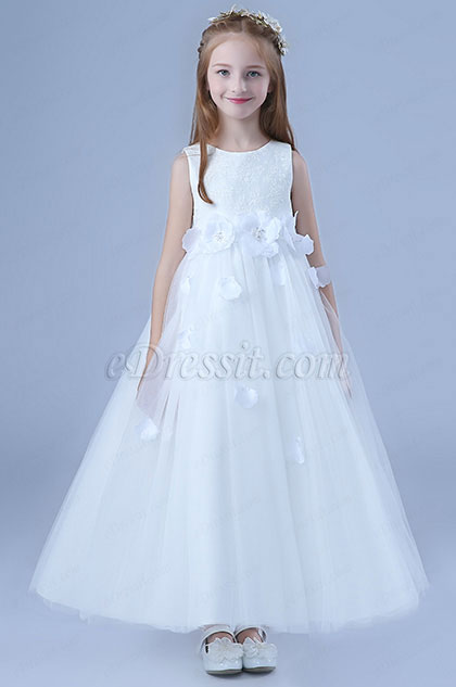 Blanche Longue Robe de Fille Princesse