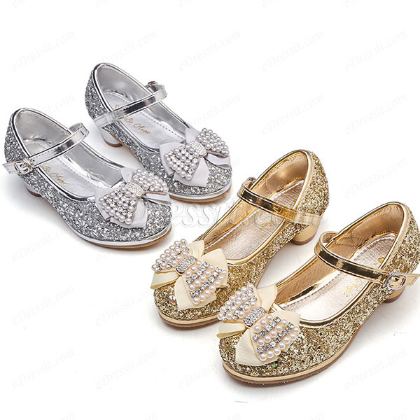 Girl's New Sequins Beadings Closed Toe Party Dance Shoes