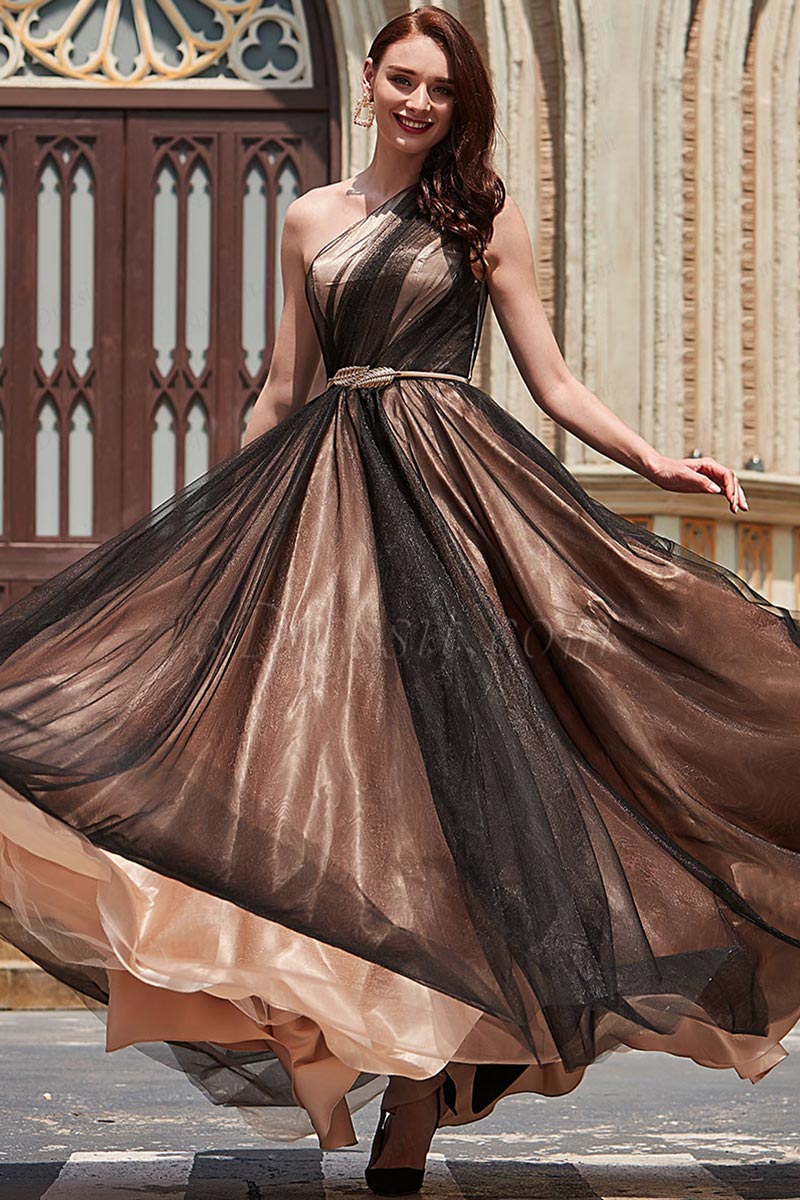 Black One Shoulder Tulle Dress main image 1
