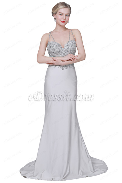 Neu Grau Perlen Top Schatz Ball Party Abendkleid