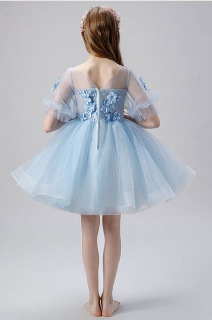Baby Blue Short Flower Girl Dress 