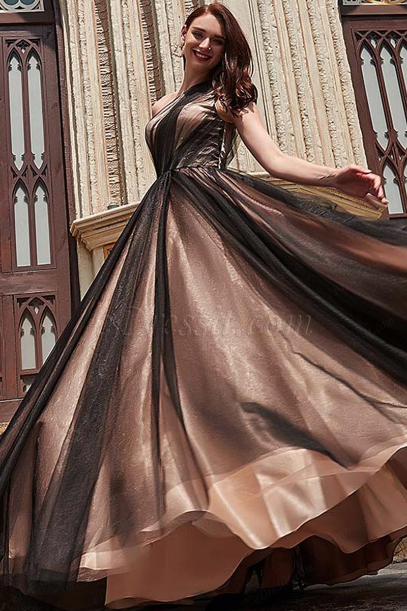 Gorgeous Black One Shoulder Tulle Sequins Pleated Slit Evening Dress,Formal Party Prom Dress cc2865