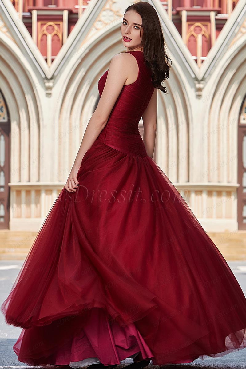 Burgundy One Shoulder Prom Dress Fashion Evening Dress Y6247