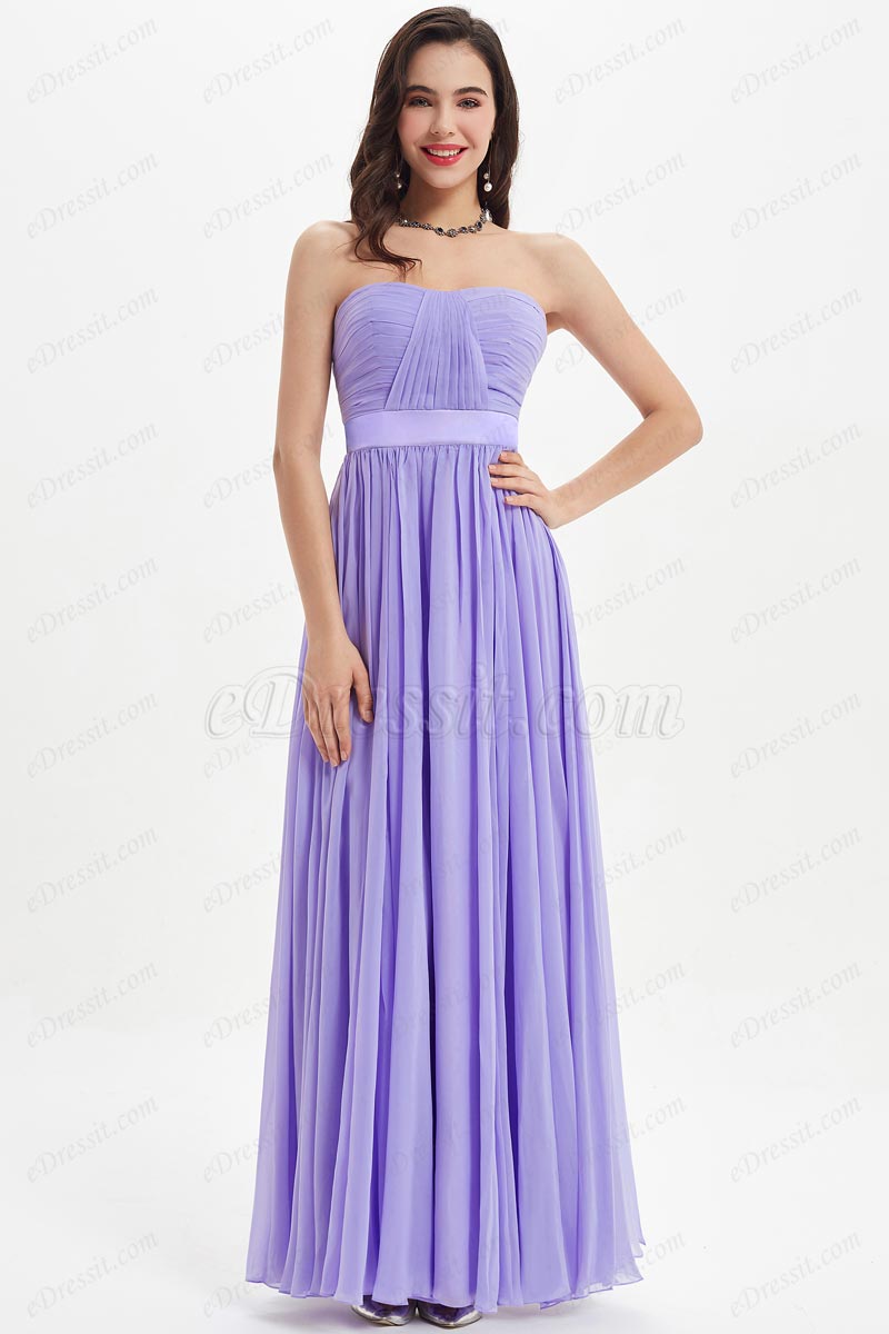 Lila Strapless Sweetheart  Wedding Bridesmaid Dress