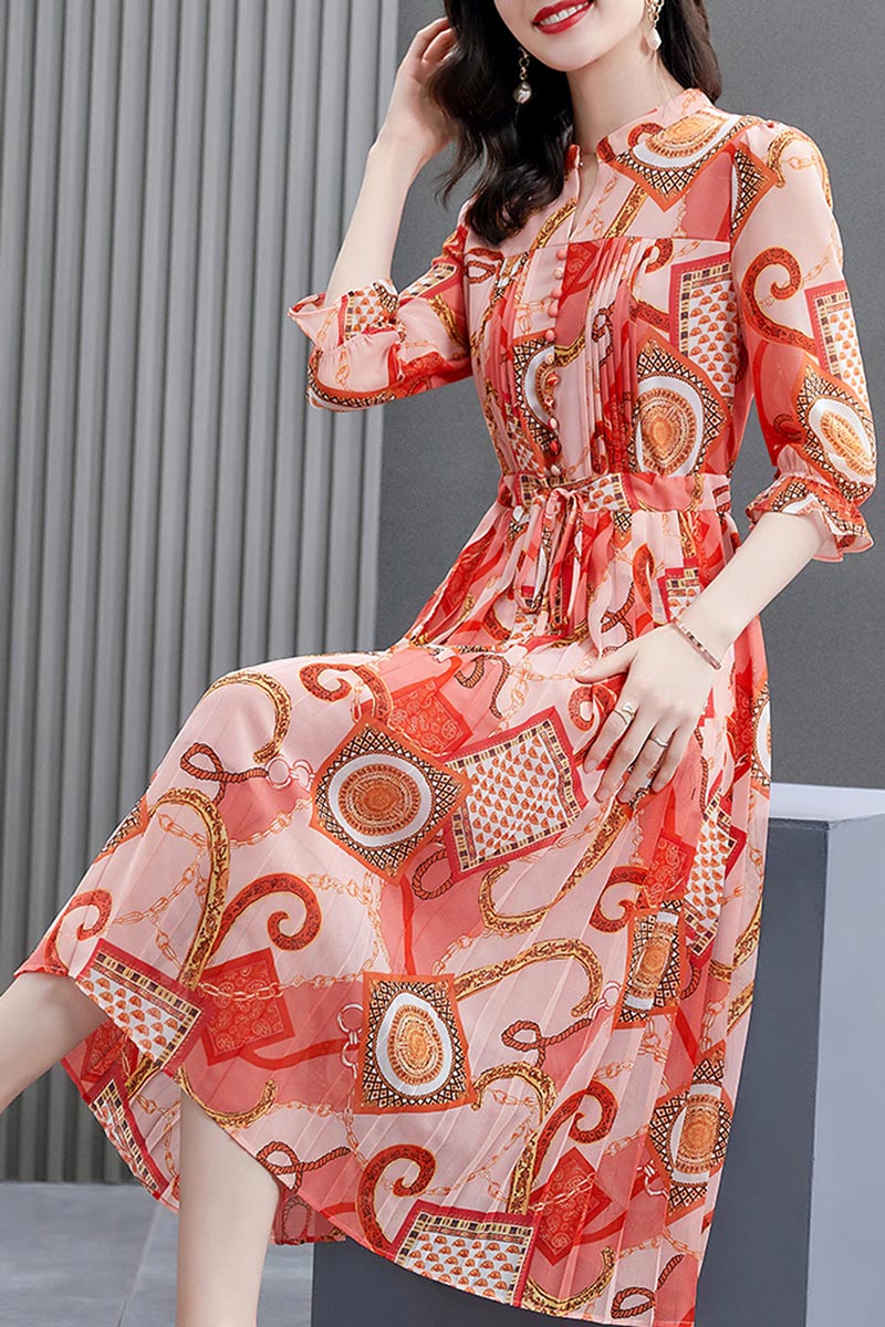 Women's Floral Printed Midi Sleeves Beach Party Maxi Dress