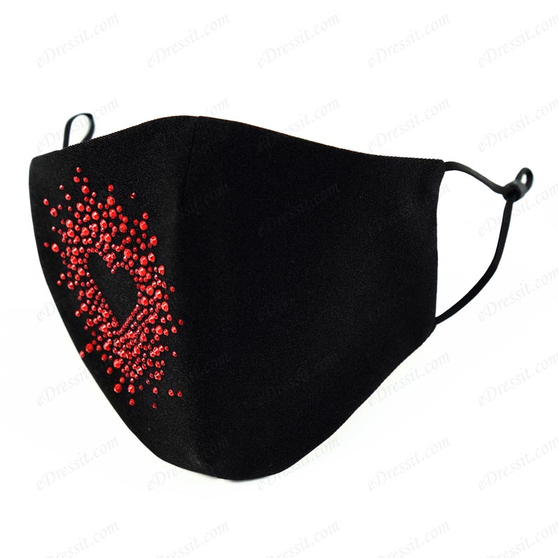 Fashion Balck Face Mask with Sweetheart Beading