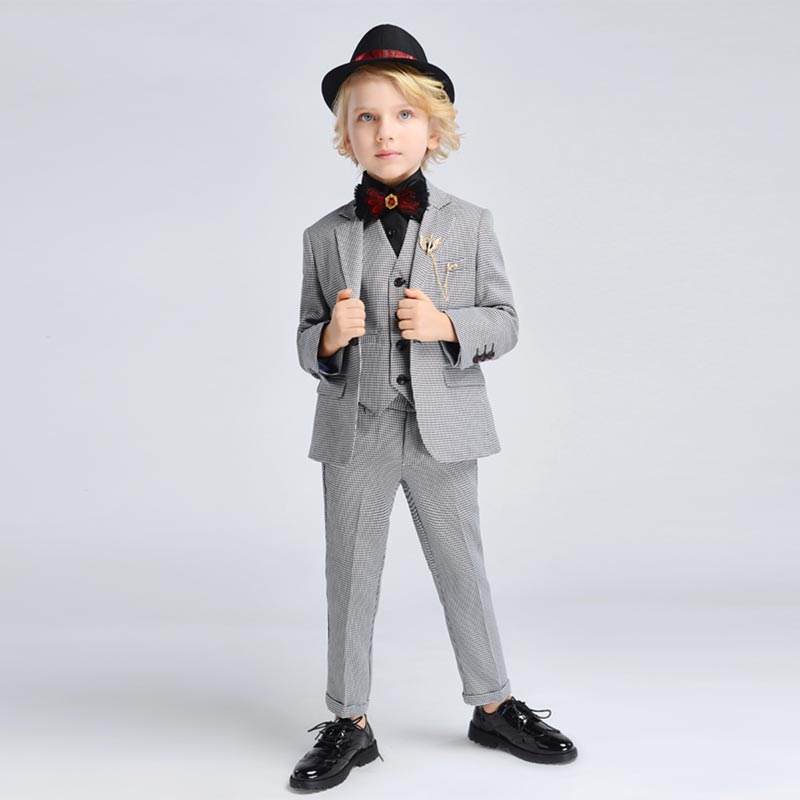 New Classic Light Grey 4 Pieces Fit Suit Boys Suit