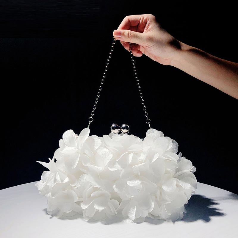 Women Petals Ruffle Evening Clutch Bag Party Bag