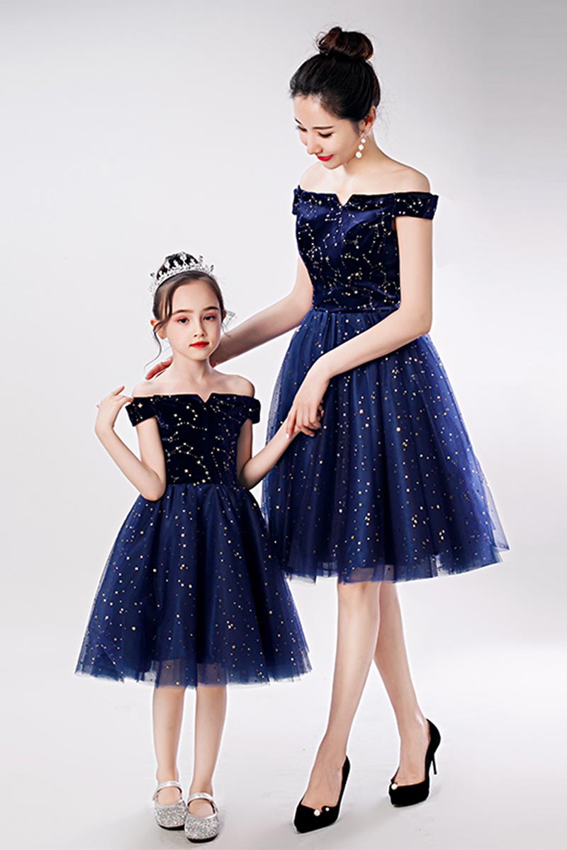 Neu glänzend Mama und Mich passendes sternenklares Tüll Kleid