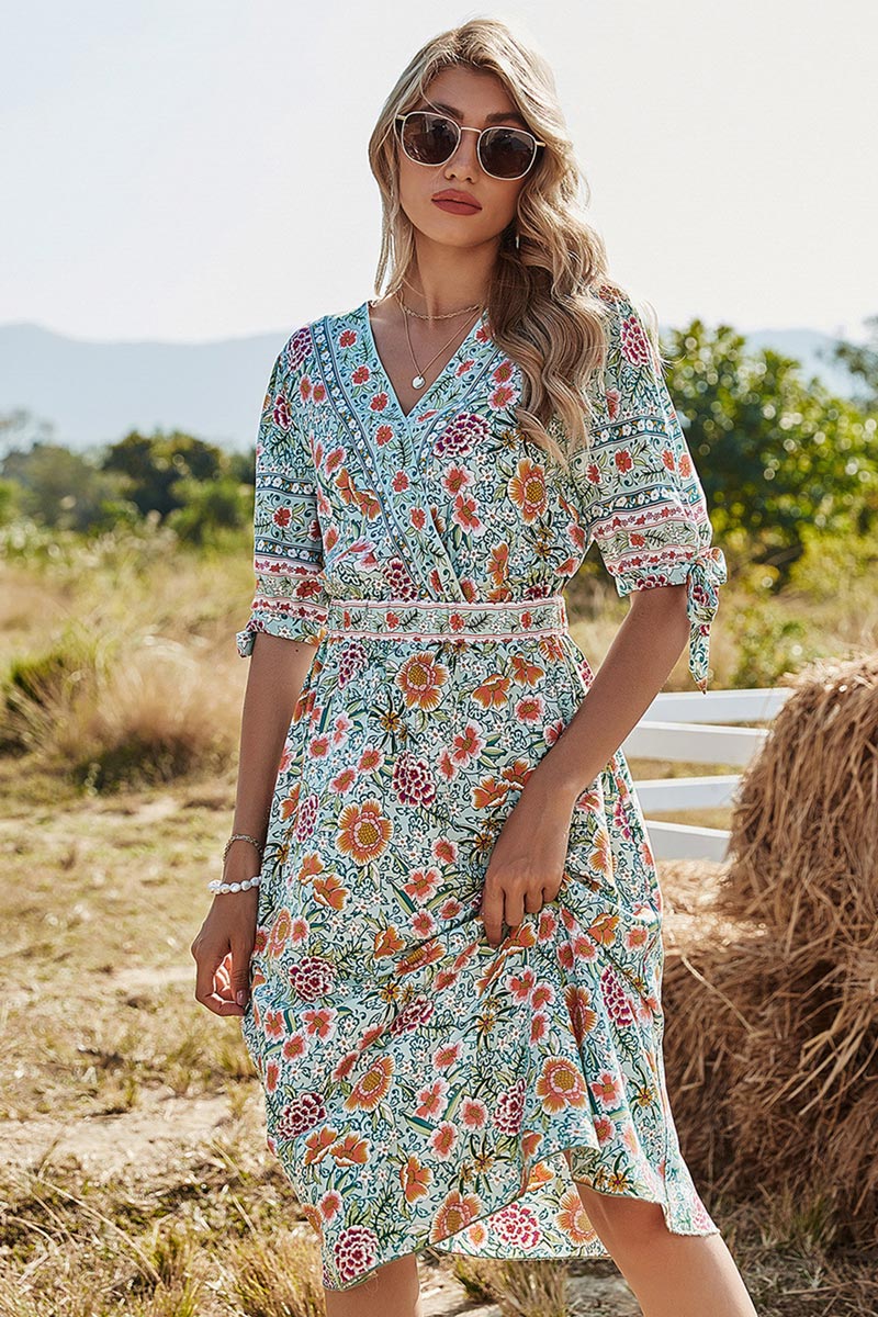 italian summer wedding guest dress MakeMeChic Women's Dresses Maxi Floral Ruffle story:ALGARVE Jude Connally Maggie Dress Primary color:Linen