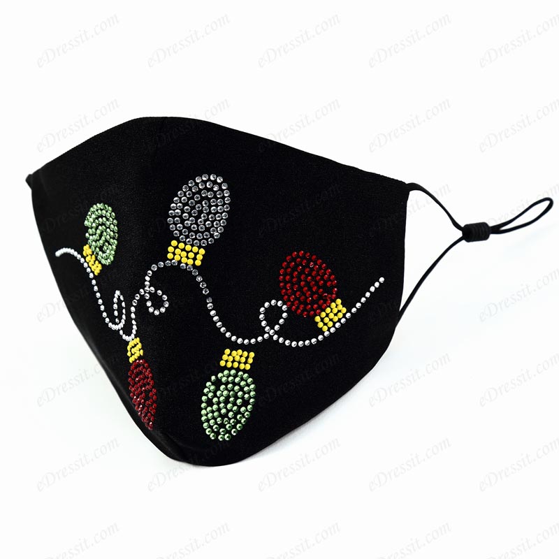 Black Material Mask with Beading