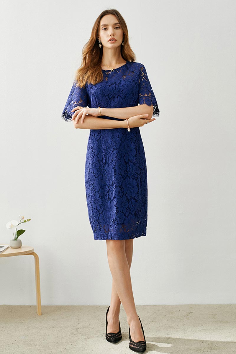 4510394 Navy Blue Short Sleeve Dress