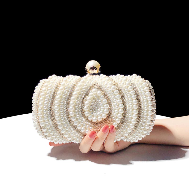 New Full Beaded Artificial Pearls Handbag Evening Bag