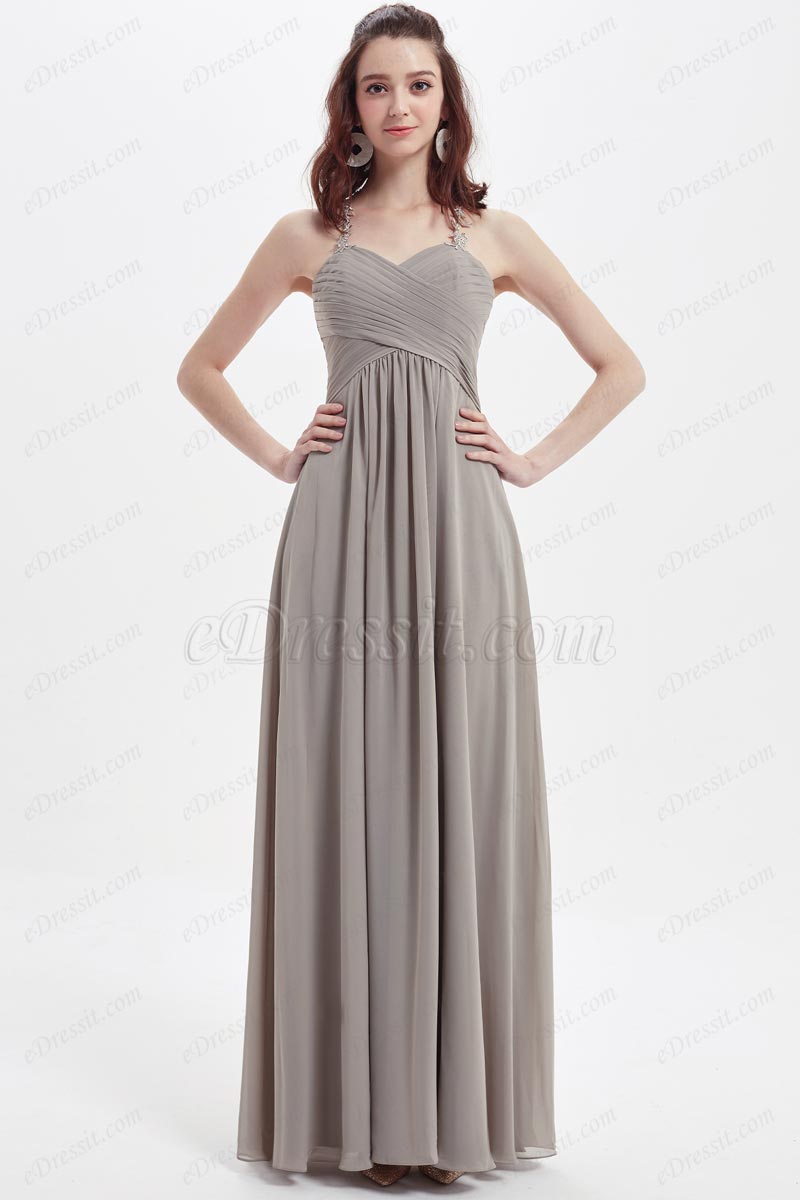 Grau Halfter Hochzeit Party Brautjungferkleid