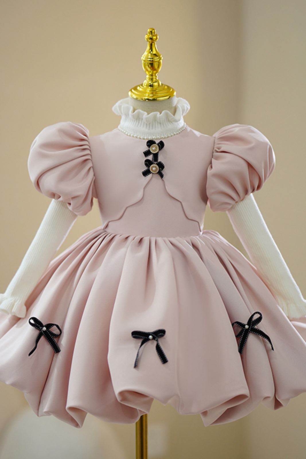 Prinzessin Runden Wadenlang Satin Blumenmädchenkleider Rosa