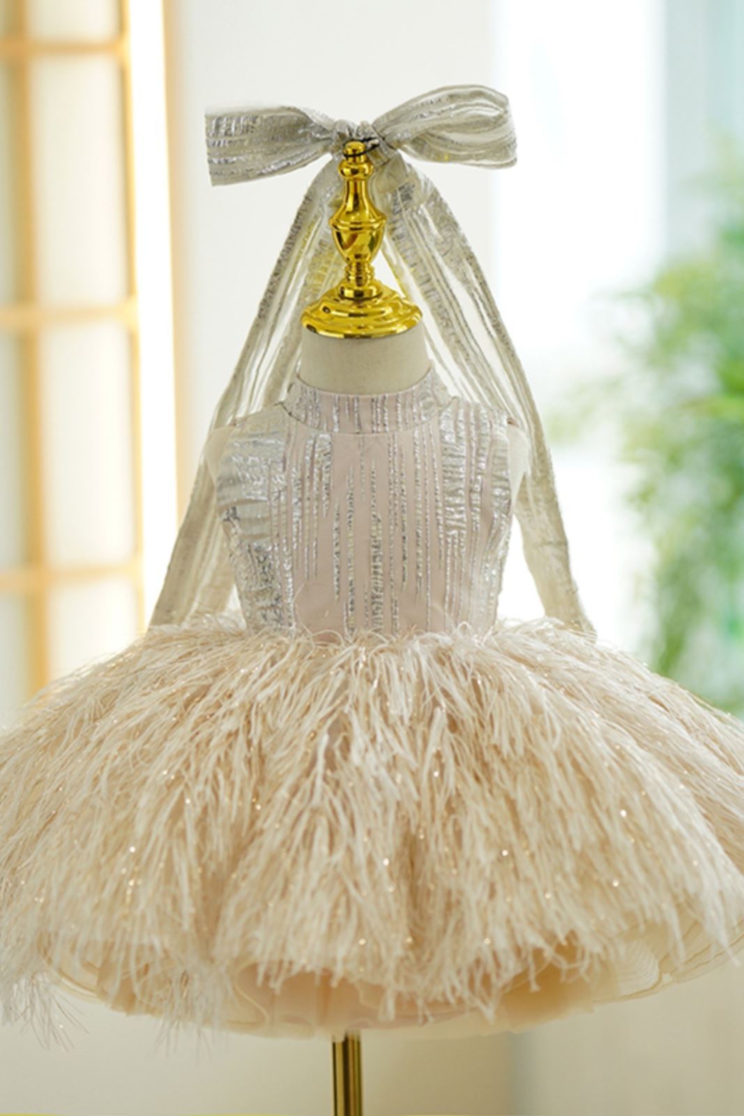 Prinzessin Wadenlang Polyester Blumenmädchenkleider Champagner