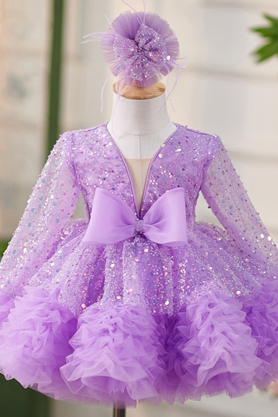 Princesse Longueur à Jambe Pailleté robes de demoiselle d'honneur - fillette in Lilas
