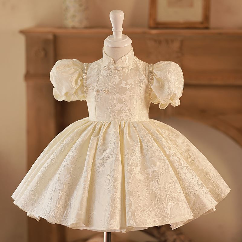 Princesse Longueur à Jambe Satiné robes de demoiselle d'honneur - fillette in Blanc