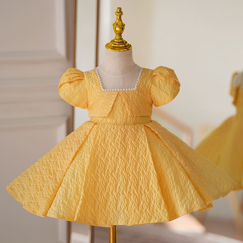 Prinzessin Quadratisch Wadenlang Satin Blumenmädchenkleider in Orange