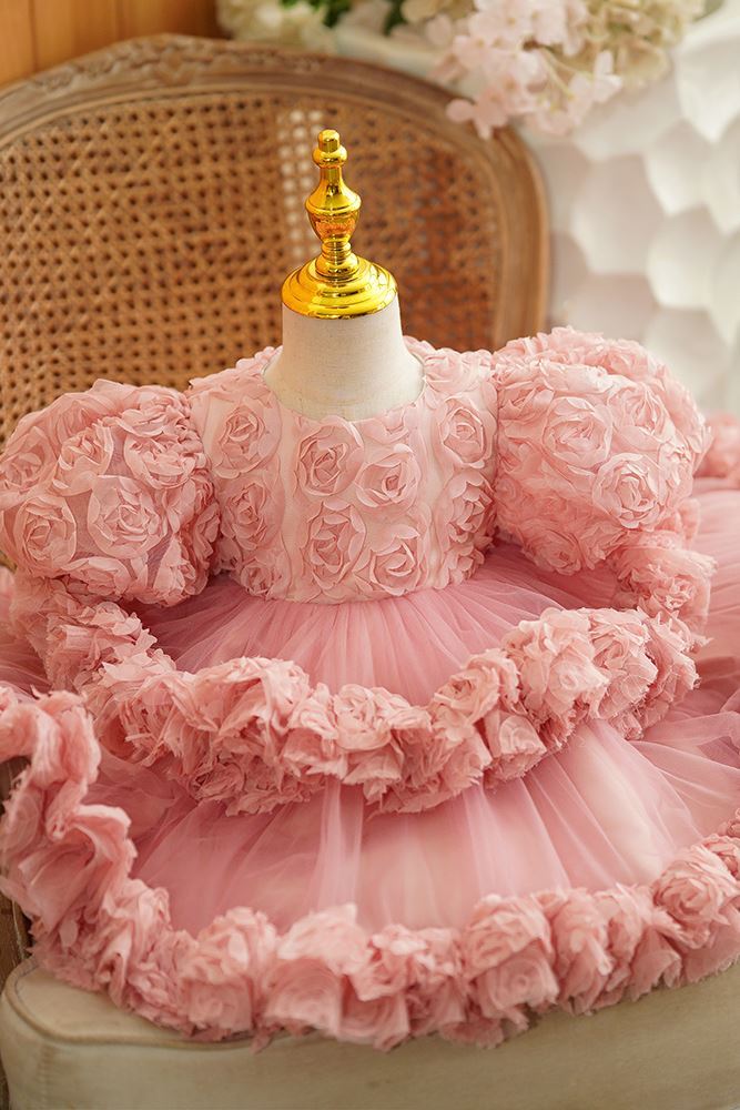 Princesse Longueur à Jambe Tulle robes de demoiselle d'honneur - fillette in Rose